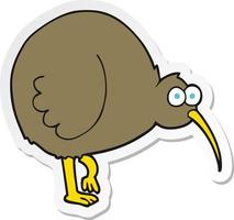 klistermärke av en tecknad kiwi fågel vektor