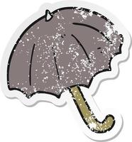 Retro-Distressed-Aufkleber eines Cartoon-Regenschirms vektor