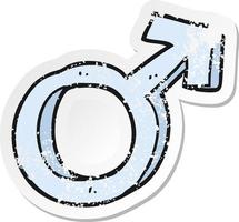 retro bedrövad klistermärke av en tecknad serie manlig symbol vektor