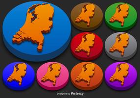 Niederländische Staat Vektor 3D Silhouetten Bunte Niederlande Icon Buttons