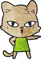 Cartoon-Katze im Kleid zeigt vektor