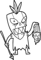 Cartoon-Stammesangehörige mit Schrumpfkopf vektor