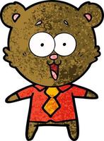 Lachender Teddybär-Cartoon in Hemd und Krawatte vektor
