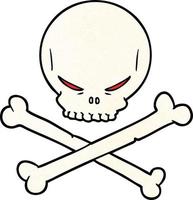 Cartoon-Totenkopf mit gekreuzter Knochen vektor