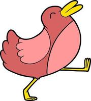 lustiger Cartoon-Vogel zu Fuß vektor