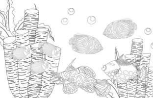 Malvorlage Fisch. Leben im Meer. Unterwasserwelt. Vektor-Illustration vektor