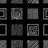 fyrkant abstrakt linje svart bakgrund sömlös mönster. abstrakt linje svart vektor