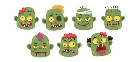 Zombiekopf gruseliger Emoticons-Vektor vektor