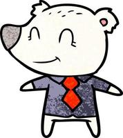 Eisbär im Hemd- und Krawatten-Cartoon vektor