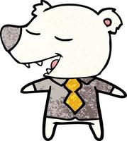 polär Björn i skjorta och slips tecknad serie vektor