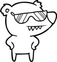solglasögon Björn tecknad serie med händer på höfter vektor