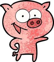 fröhlicher Schweine-Cartoon vektor