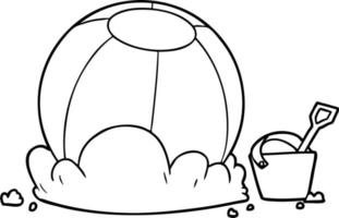 Cartoon-Wasserball und Eimer vektor