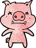 Wütendes Cartoon-Schwein vektor