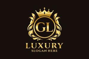 Royal Luxury Logo-Vorlage mit anfänglichem gl-Buchstaben in Vektorgrafiken für luxuriöse Branding-Projekte und andere Vektorillustrationen. vektor