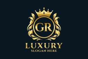 Royal Luxury Logo-Vorlage mit anfänglichem gr-Buchstaben in Vektorgrafiken für luxuriöse Branding-Projekte und andere Vektorillustrationen. vektor