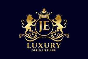 Initial Je Letter Lion Royal Luxury Logo Vorlage in Vektorgrafiken für luxuriöse Branding-Projekte und andere Vektorillustrationen. vektor