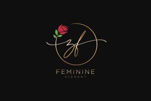 anfängliches zf feminines logo schönheitsmonogramm und elegantes logodesign, handschriftlogo der ersten unterschrift, hochzeit, mode, blumen und botanik mit kreativer vorlage. vektor