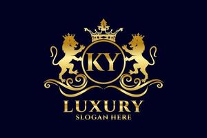 Anfangs-Ky-Buchstabe Lion Royal Luxury Logo-Vorlage in Vektorgrafiken für luxuriöse Branding-Projekte und andere Vektorillustrationen. vektor