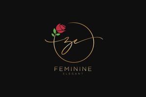 första ze feminin logotyp skönhet monogram och elegant logotyp design, handstil logotyp av första signatur, bröllop, mode, blommig och botanisk med kreativ mall. vektor