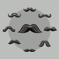 mustascher stilar nio ikoner vektor