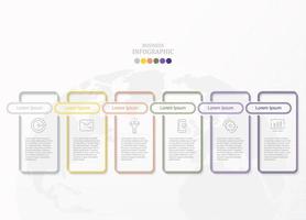 färgglada rundade rektangelkonturer infographic med ikoner vektor