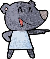 tecknad serie Björn i klänning skrattande och pekande vektor