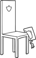 tecknad serie stol med examen keps vektor