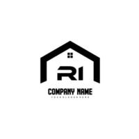 ri Anfangsbuchstaben Logo Design Vektor für Bau, Haus, Immobilien, Gebäude, Eigentum.