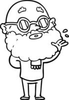 Cartoon neugieriger Mann mit Bart und Sonnenbrille vektor