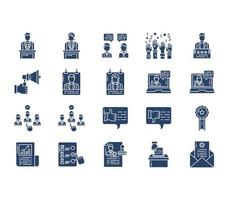 politik och tala ikon uppsättning vektor
