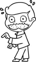 Cartoon-Mann mit Schnurrbart, der einen Punkt macht vektor