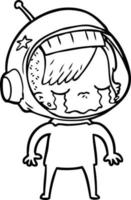 tecknad gråtande astronaut flicka vektor