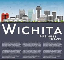 wichita skyline mit grauen gebäuden, blauem himmel und kopierraum. vektor