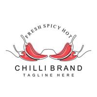 würziges Chili-Logo-Design, rote Gemüseillustration, Küchenzutaten, scharfe Chili-Vektormarkenprodukte vektor