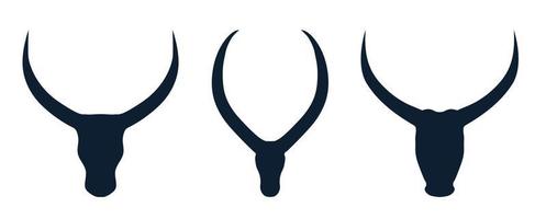 Stierkopf-Logo-Symbol-Silhouette mit langem Horn vektor