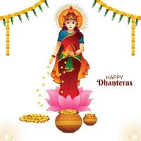 göttin maa laxmi mit münzen für den hintergrund des indischen festivals dhanteras vektor