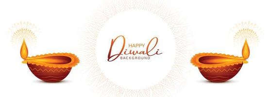 Lycklig diwali diya olja lampa hindu festival firande baner bakgrund vektor