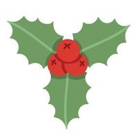doodle aufkleber weihnachten stechpalmenbeeren und blätter vektor