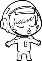 tecknad serie Söt astronaut flicka vektor