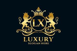 Anfangsbuchstabe lx lion royal Luxus-Logo-Vorlage in Vektorgrafiken für luxuriöse Branding-Projekte und andere Vektorillustrationen. vektor