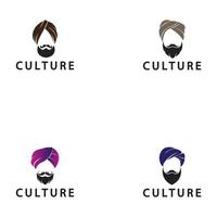 Turban-Schnurrbart Indien indische Logo-Design-Vektorillustration. vektor