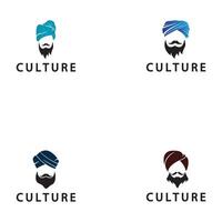 turban mustasch Indien indisk logotyp design vektor illustration.