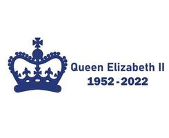 Queen Elizabeth Crown 1952 2022 blaues Symbol Symbol Vektor Illustration abstraktes Design