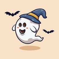 halloween söt spöke karaktär platt design vektor