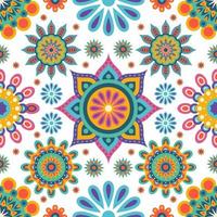 rangoli färgrik geometrisk blommor sömlös mönster bakgrund vektor