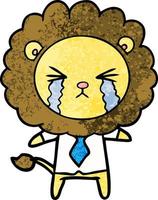 tecknad serie gråt lejon bär skjorta och slips vektor