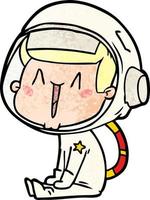 glücklicher Cartoon-Astronaut sitzt vektor