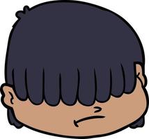 Cartoon-Gesicht mit Haaren über den Augen vektor