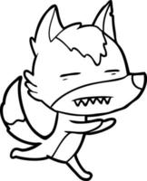 Karikaturwolf, der Zähne zeigt vektor